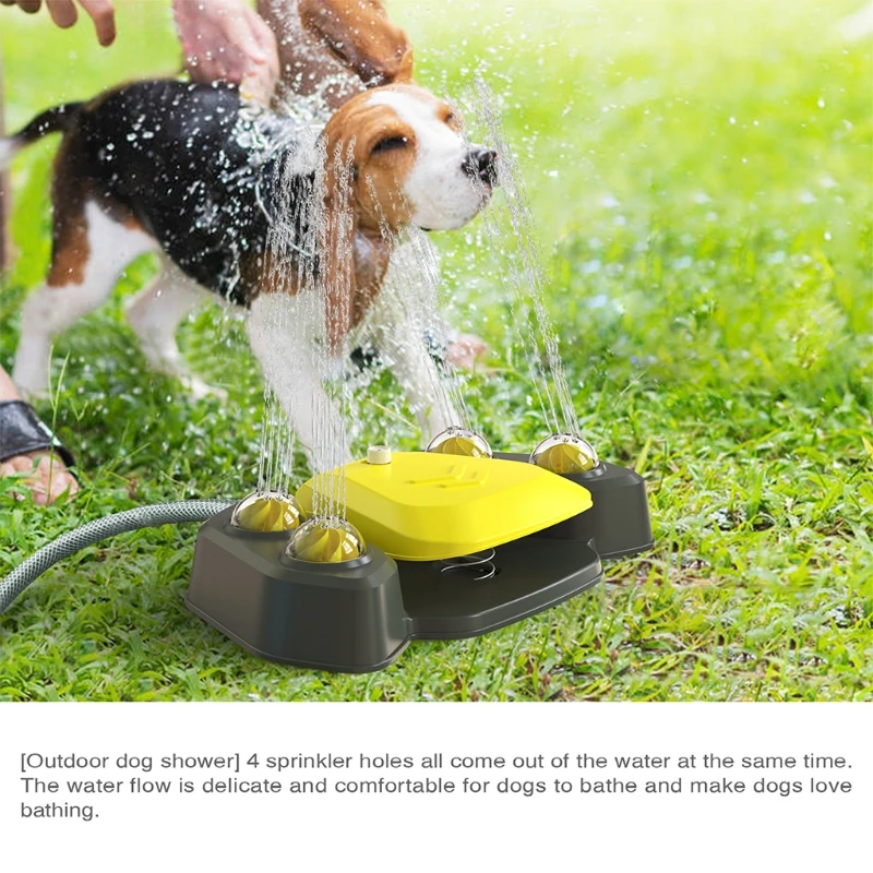 

2021 Dog Drinking Water Fountain Outdoor Adjustable Water Output 4 Shower Holes Outdoor Pet Gift For Small Medium Large Dogs