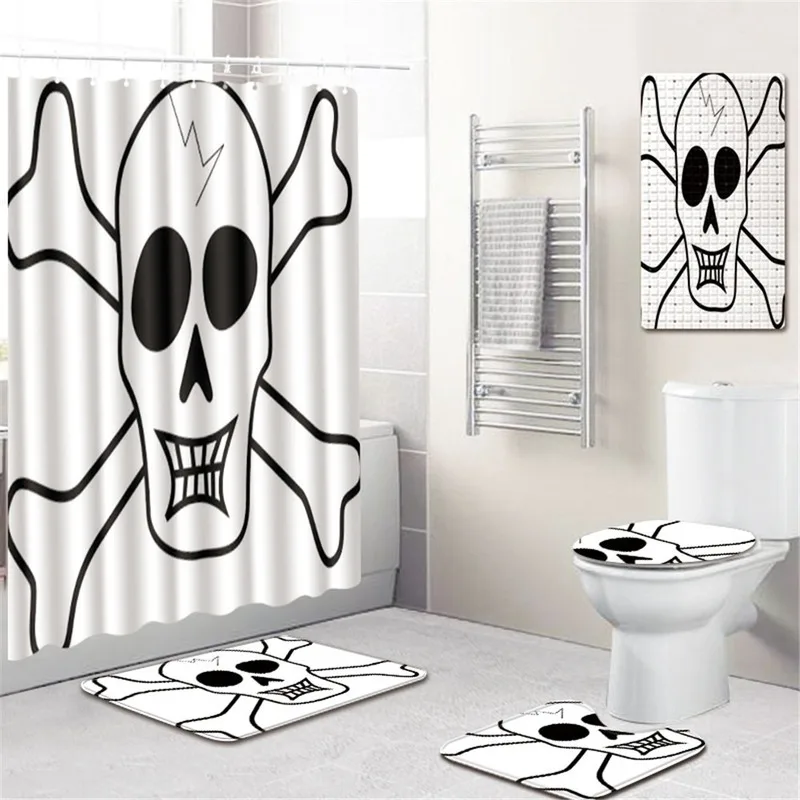 

Skull Bathroom Mat Bathroom Curtain Bathroom Non-Slip Mat Shower Mat Toilet Cover Mat Bathtub Mat bathroom rugs and mat set