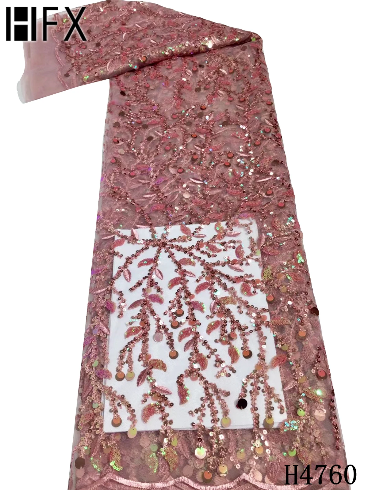 HFX Розовый французский блесток кружевной ткани 2021 Высокое качество африканская