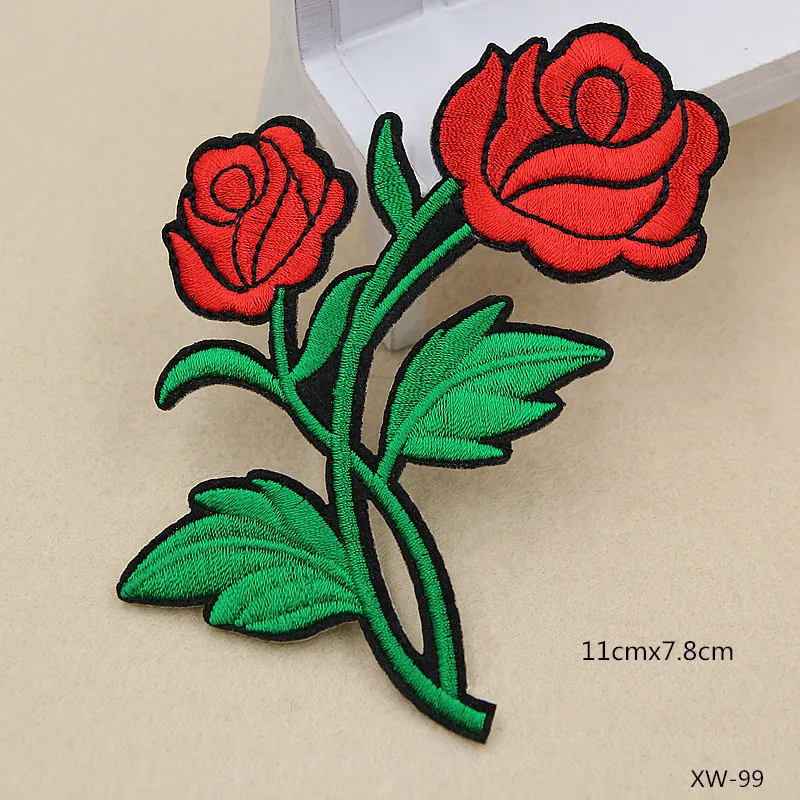 GUGUTREE вышивка нашивки в виде розы цветок патчи значки аппликации для одежды XW-141 |