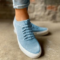 springautumn 2021 stretch fabric shoes for women sneakers low cut breathable lace up plus size 43 casual platform shoes female