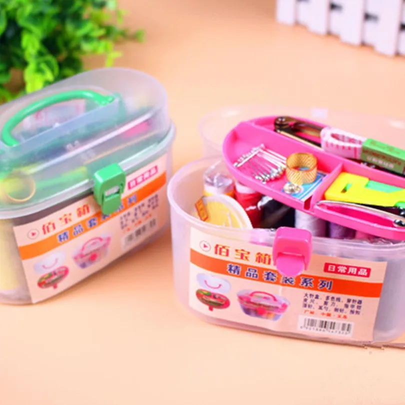 Sewing Tools Box Knitting Crochet Yarn Set Home Outdoor Portable Workbox Kit for Mending Handicrafts Sewing Accessories Supplies