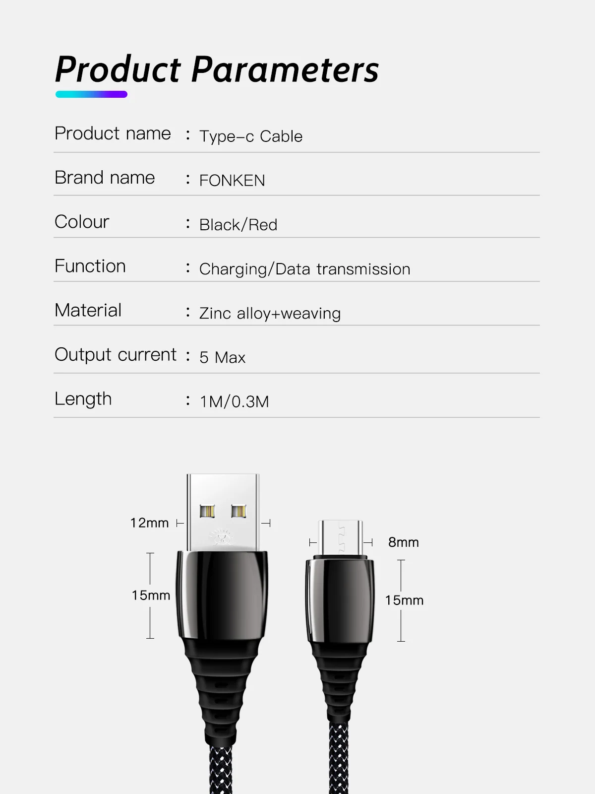 Usb-кабель FONKEN 5A type C для быстрой зарядки телефона USB C шнур 0,3 м 1 м нейлоновый Плетеный Универсальный зарядный кабель type-C для передачи данных