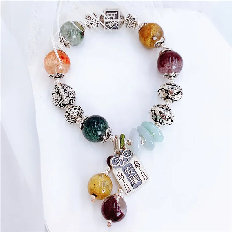 

Original Handmade S925 Silver Bracelet with Natural Crystal Light Luxury Women
