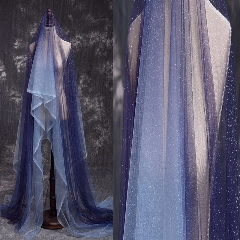 

Princess Dress Lace Fabric Gradient Mesh 150cm Wide For Needlework DIY Handmade Materials Wedding Clothing Star Decor