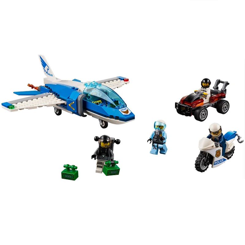 242 Uds 11208 serie policial de Ciudad de la polic&iacute;a a&eacute;rea paraca&iacute;das de caza 60208 Ni&ntilde;o de juguete de felpa-1