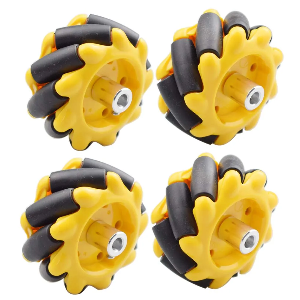 5KG Load Yellow 60mm Mecanum Wheels with 4/6mm Couplings for Arduino Raspberry PI STM32 DIY STEM Toy Parts