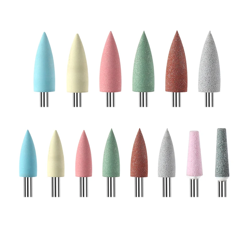 Cuspidal 4mm Head 7 Colors Rubber Silicon Carbide Nail Buffer Electric Manicure Machine Drill Accessories Rotary Tools | Красота и