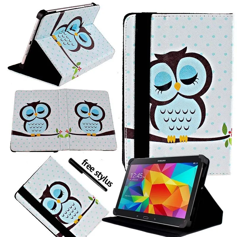 Sleeping Owl KK&LL для samsung Galaxy Tab 4 10,1 SM-T535 SM-T533 SM-T536-Кожаная подставка для планшета Чехол-книжка чехол+ Бесплатный стилус - Цвет: Sleeping Owl
