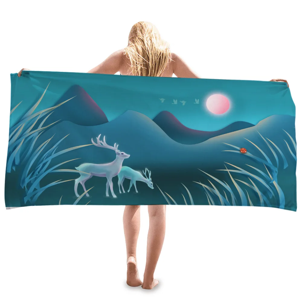 Прямоугольное креативное солнцезащитное пляжное полотенце с принтом подводного