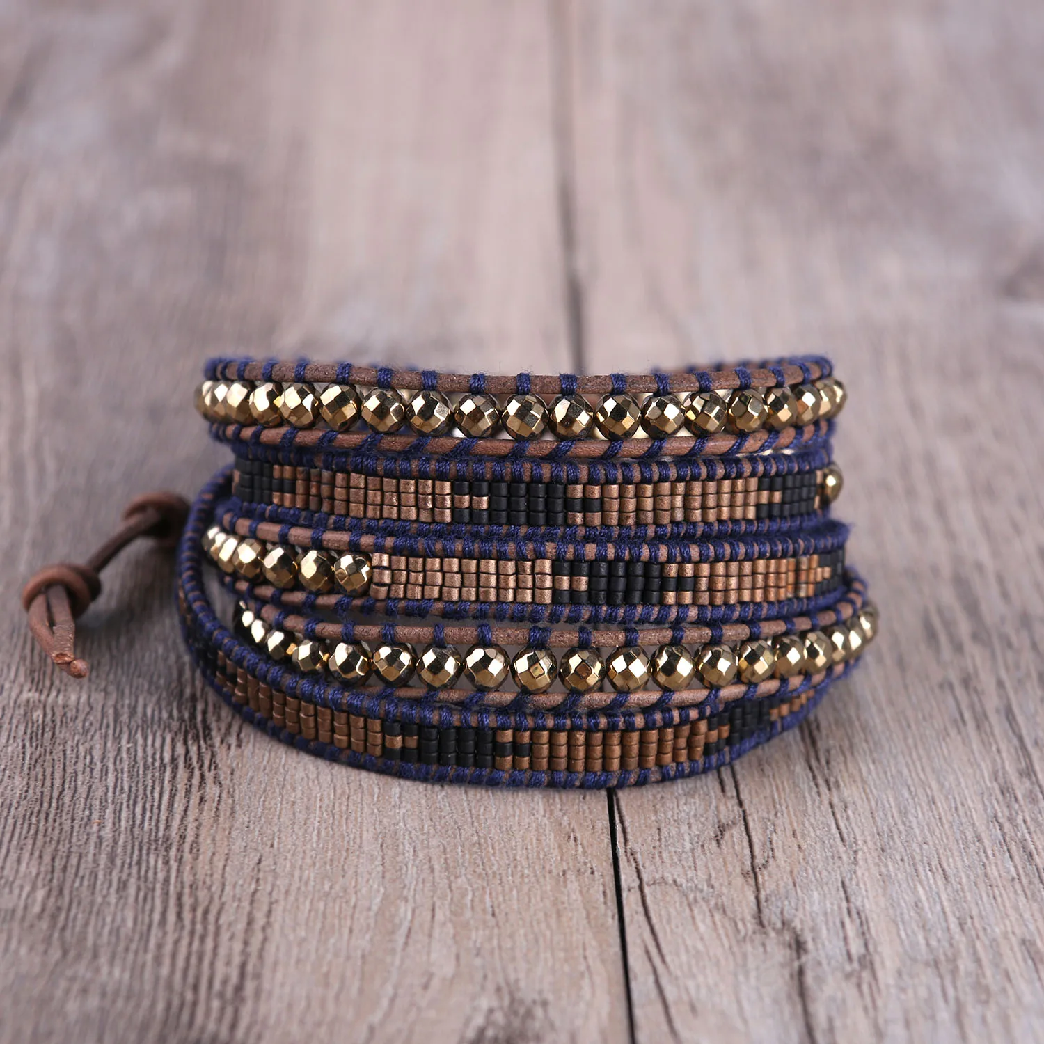 KELITCH Ретро Винтаж 5 обмоток браслеты на кожаной веревке цепи Miyuki бисером