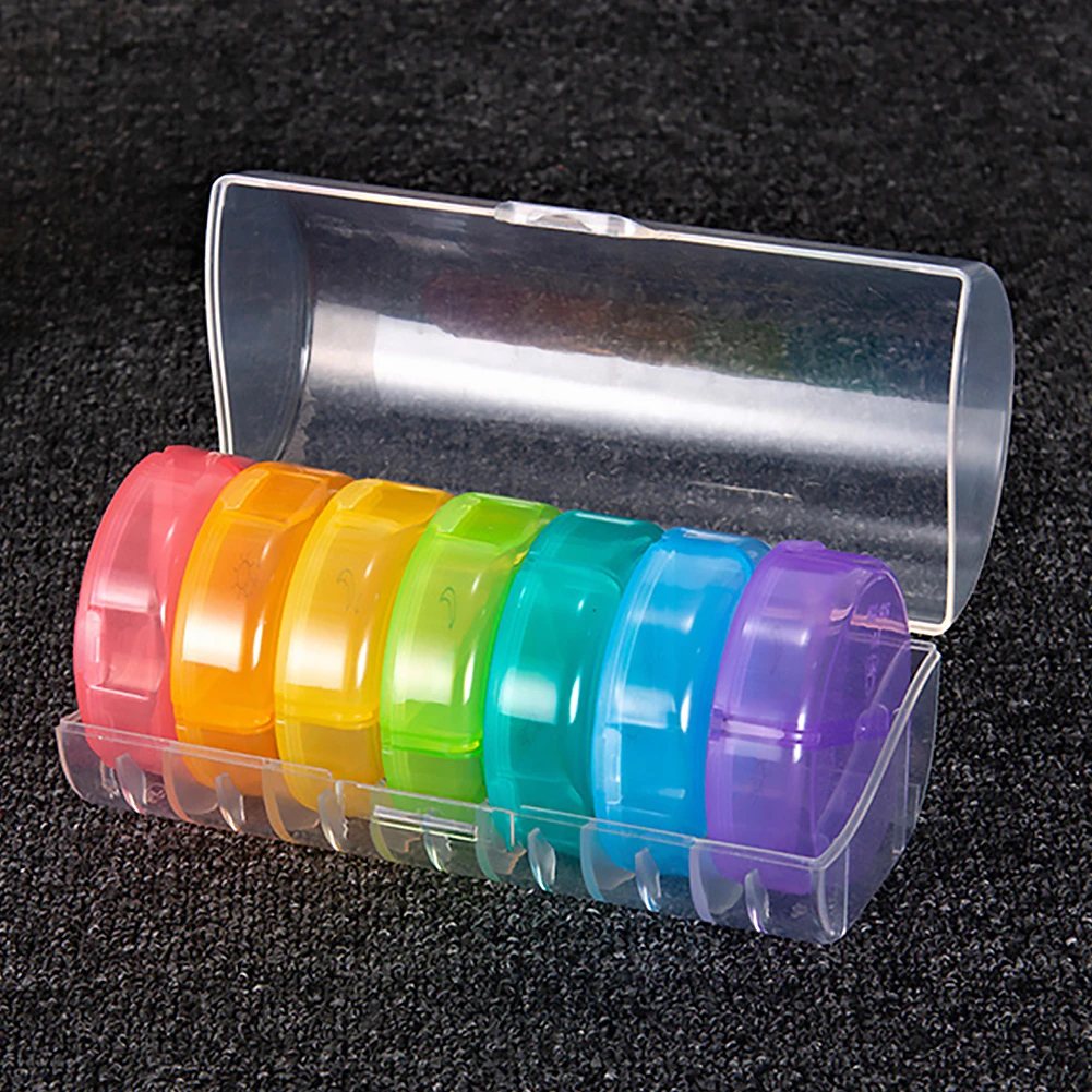 

Colorful Tablet Pill Medicine Box Holder Storage Dispenser Organizer 7 Days Weekly Pill Box Splitters for Home Travel