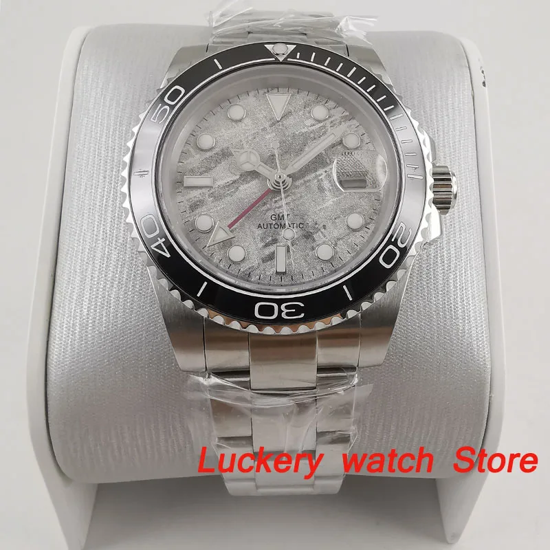 

2019 New 40mm gray dial luminous saphire glass;black ceramics Bezel GMT Automatic movement men's watch-BA167