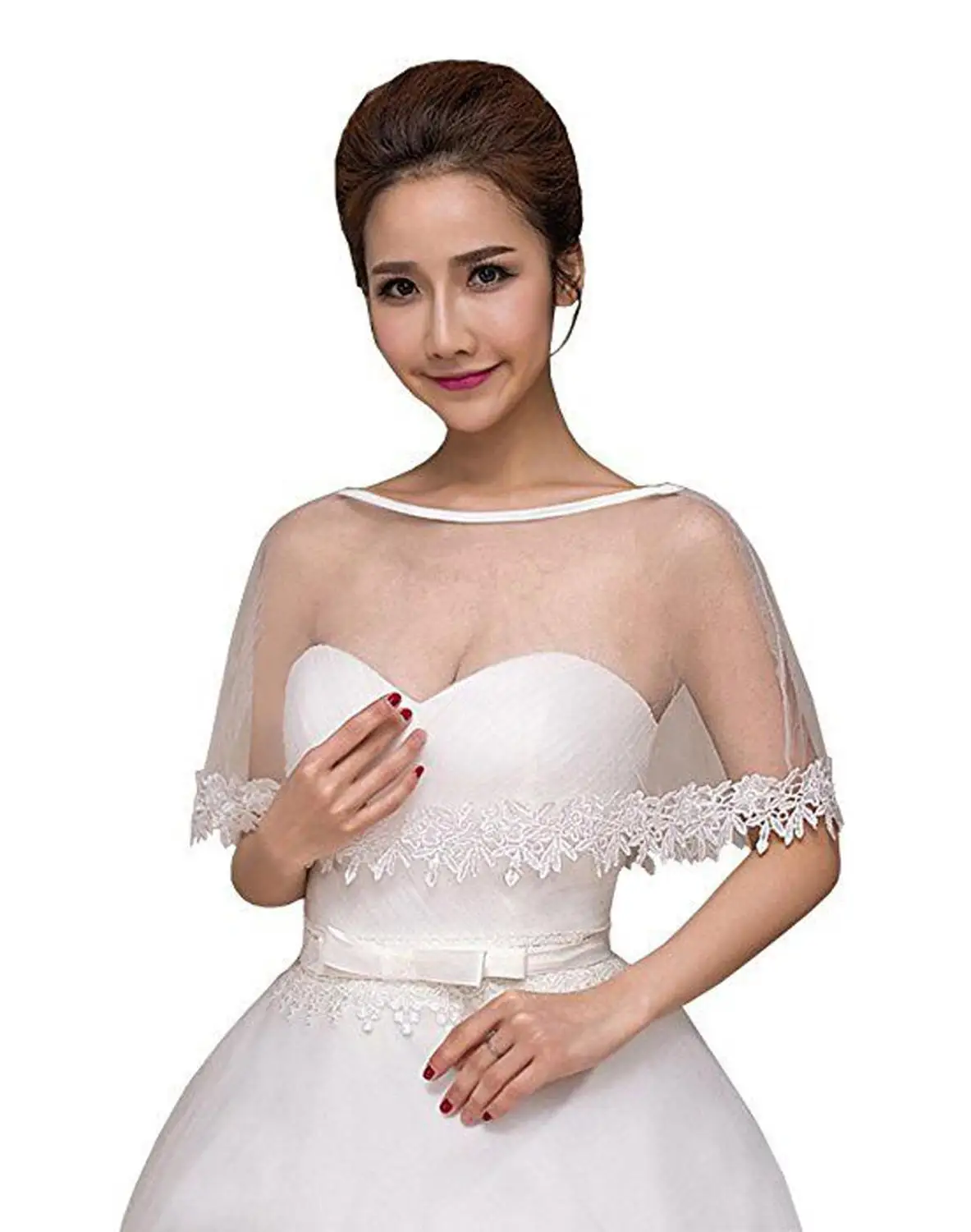 Appliques Lace Bridal Scarfs Boleros Tulle Cape Ivory Wedding Jackets Wraps Accessories In Stock | Свадьбы и торжества