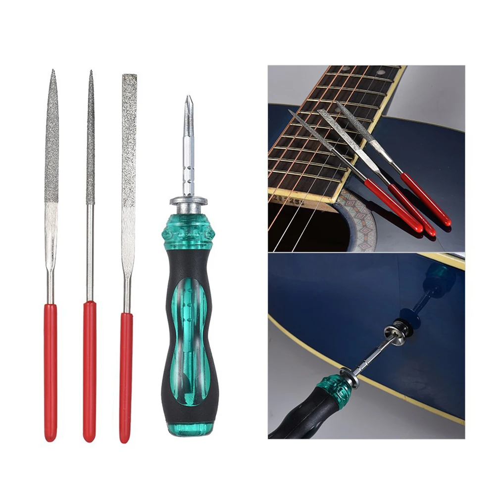 

Guitar Repairing Maintenance Tools Kit Include Guitar Winder String Cutter Ruler Screwdriver Groove Polishing Set