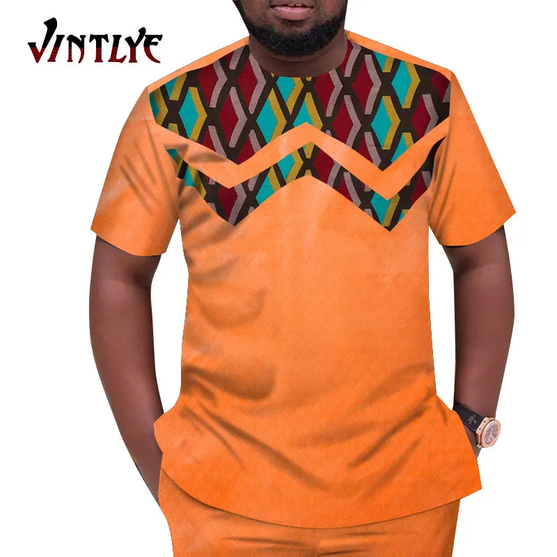 

Summer African Clothes for Men Bazin Riche Dashiki Slim Men's Suits Short Sleeve Shirts and Pants Casual Men's Costume WYN1508