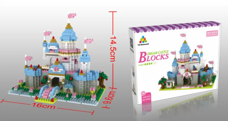 Funland волшебные сказки аниме нанокирпич морское дно принцесса мечта Романтический замок микро алмаз строительный блок модель игрушки для девочек Подарки - Цвет: Romantic Castle
