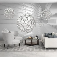 custom photo living room decoration interior design mural wallpaper modern 3d abstract space round ball sofa tv background wall