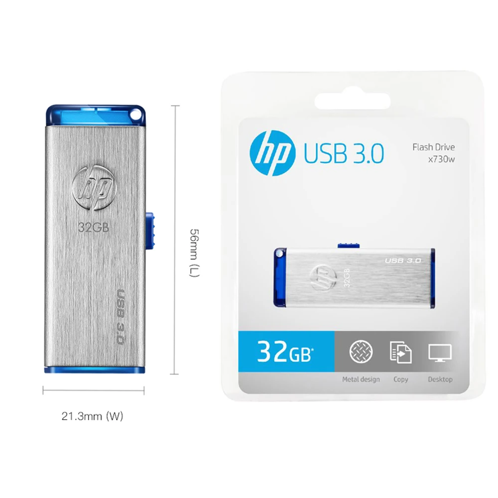 Оригинальный USB флеш накопитель HP X730W 256 ГБ 128 64 32 3 0 металлический