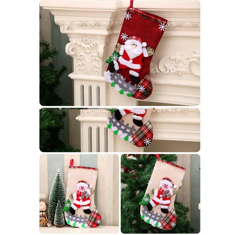 Большие рождественские чулки Санта лося ткань подарочные носки Рождественский