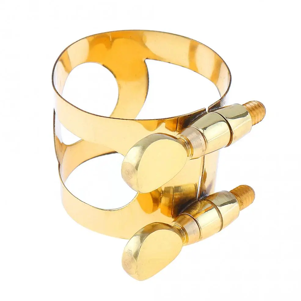 Альт-саксофон Лигатура мундштука позолоченный латунный лигатурный зажим для