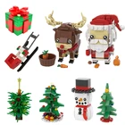 Конструктор City Elk Sled с Санта-Клаусом, снеговиком, рождественской елкой, Подарочная коробка, модель, детские игрушки, сборка, Рождественский совместимый город, строительные блоки