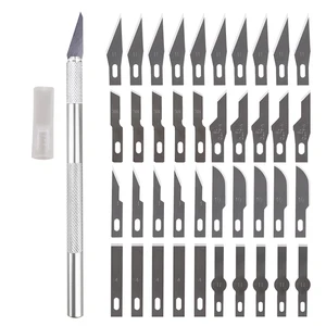 non slip metal scalpel knife tools kit cutter engraving craft knives 40pcs blades mobile phone pcb diy repair hand tools free global shipping
