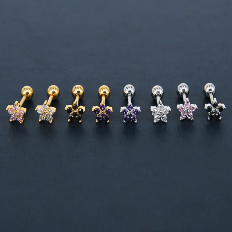 Серьга гвоздик из нержавеющей стали для пирсинга хрящевой ткани уха модное