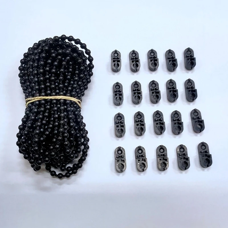 

Black Color 10M Roller and 10pcs Roman Shade Blind Beaded Chain Connetor Cord Plastic Chain Repair Roller Curtain Blind Beaded