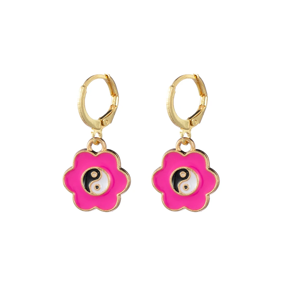 

OUREX New Fashion Cute Flowers Ladies Hoop Earrings Personality Trend Alloy Enamel Earrings Jewelry Wholesale Direct Sales