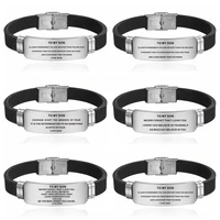 mens bracelet to my son never forget that i love you from mom dad courage silicone bracelets for men boy length adjustable