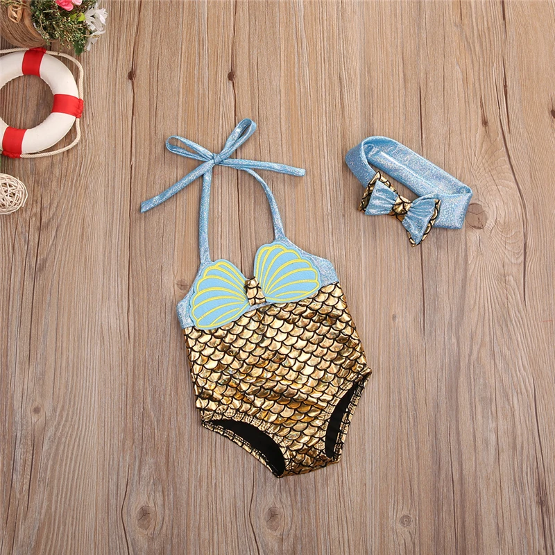 Детский комплект бикини Русалочка из 2 предметов летний купальный костюм для