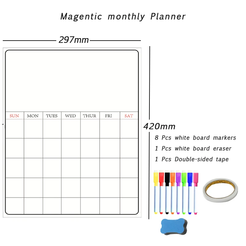 Магнит на холодильник Еженедельный Ежемесячный Планировщик Календарь 2021 график