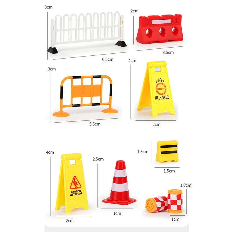 

5/10pcs Traffic Roadblocks Simulation Sand Table Props DIY Road Cone Signs Miniatures
