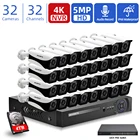 Комплект видеонаблюдения, водонепроницаемая уличная Ip-камера, 32 канала, 4K, NVR, 5 Мп, POE, Аудиозапись
