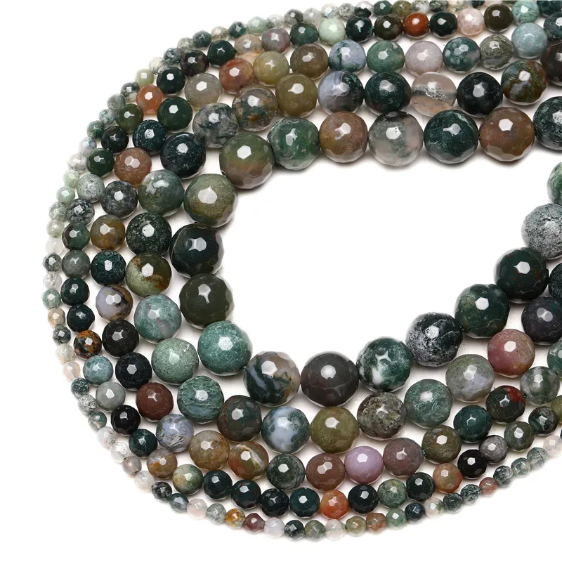 Граненые индийские агаты из натурального камня круглые бусины 15 &quotнитка 4 6 8 10 12