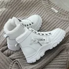 Женские зимние ботинки, новинка 2020, Модная стильная обувь с высоким верхом, Повседневная Женская водонепроницаемая теплая Женская Высококачественная обувь белого и черного цвета