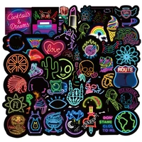 50pcs cool neon light sticker for laptop phone suitcase car guitar stationery children gifts toys anime cute decal stickers