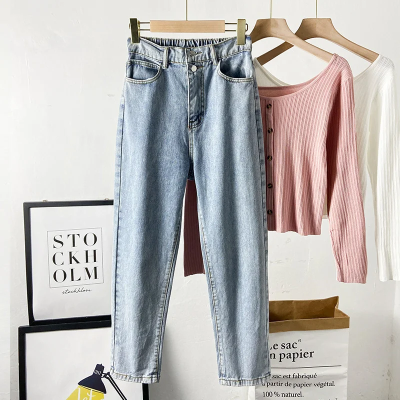 

2021 Autumn and Spring Straight Wide Leg Jeans Women's Korean-Style Style Pants High WaistNuyoah
