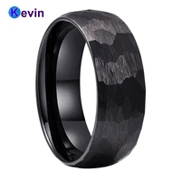 black hammer ring tungsten wedding band for men women multi faceted brushed finish 6mm 8mm comfort fit