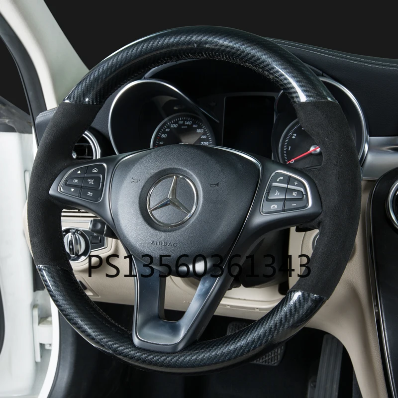 

DIY hand-sewn steering wheel cover fit for Mercedes-Benz C-Class A-Class G-Class S-Class AMG GLB GLA leather suede grip cover