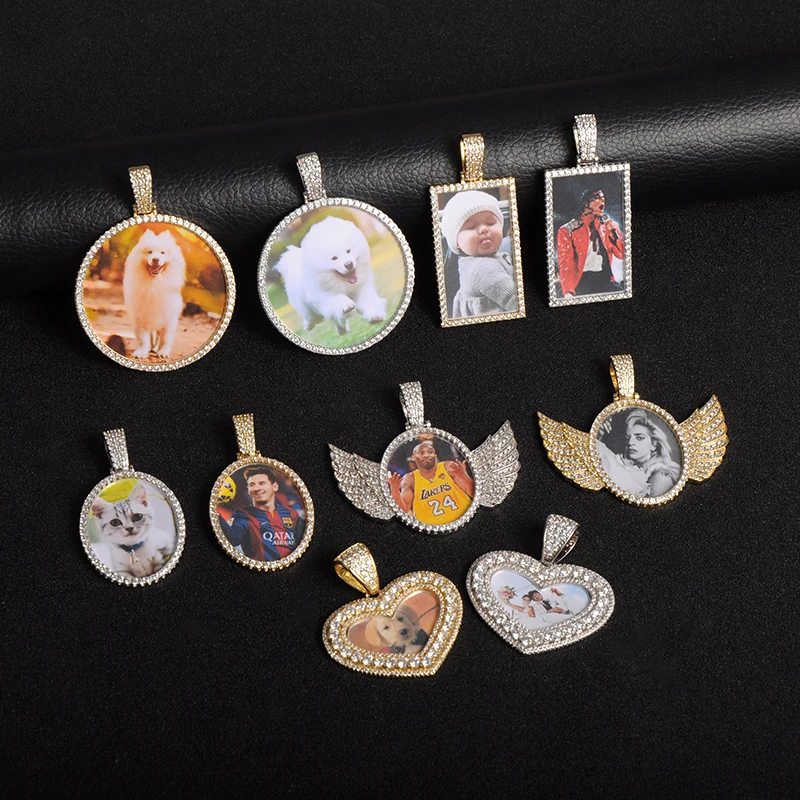 Сделанное на заказ фото круглая форма крыльев медальоны ожерелье и кулон с 4 мм