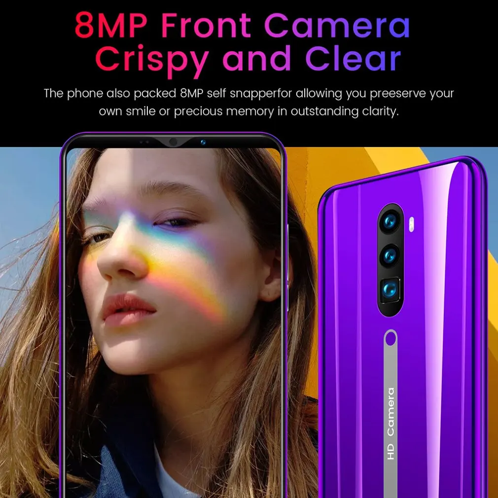 

2020 5.8 Inch Smartphone Android Smart Phone ROM 512Mb RAM 4G 8 Cores Fingerprint Touch HD Face ID Recognition Mobilephone