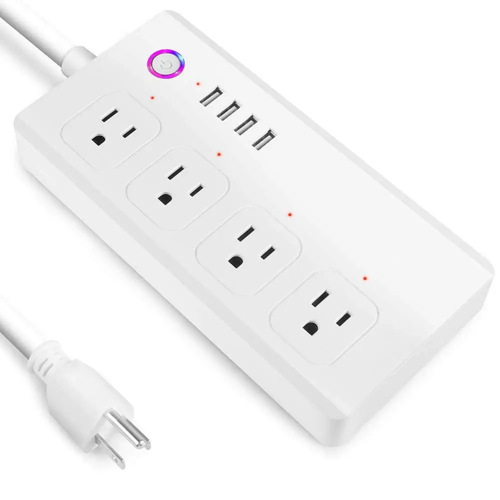 Умный сетевой фильтр с поддержкой Wi Fi совместим Alexa Google Home и IFTTT 4 USB портами для