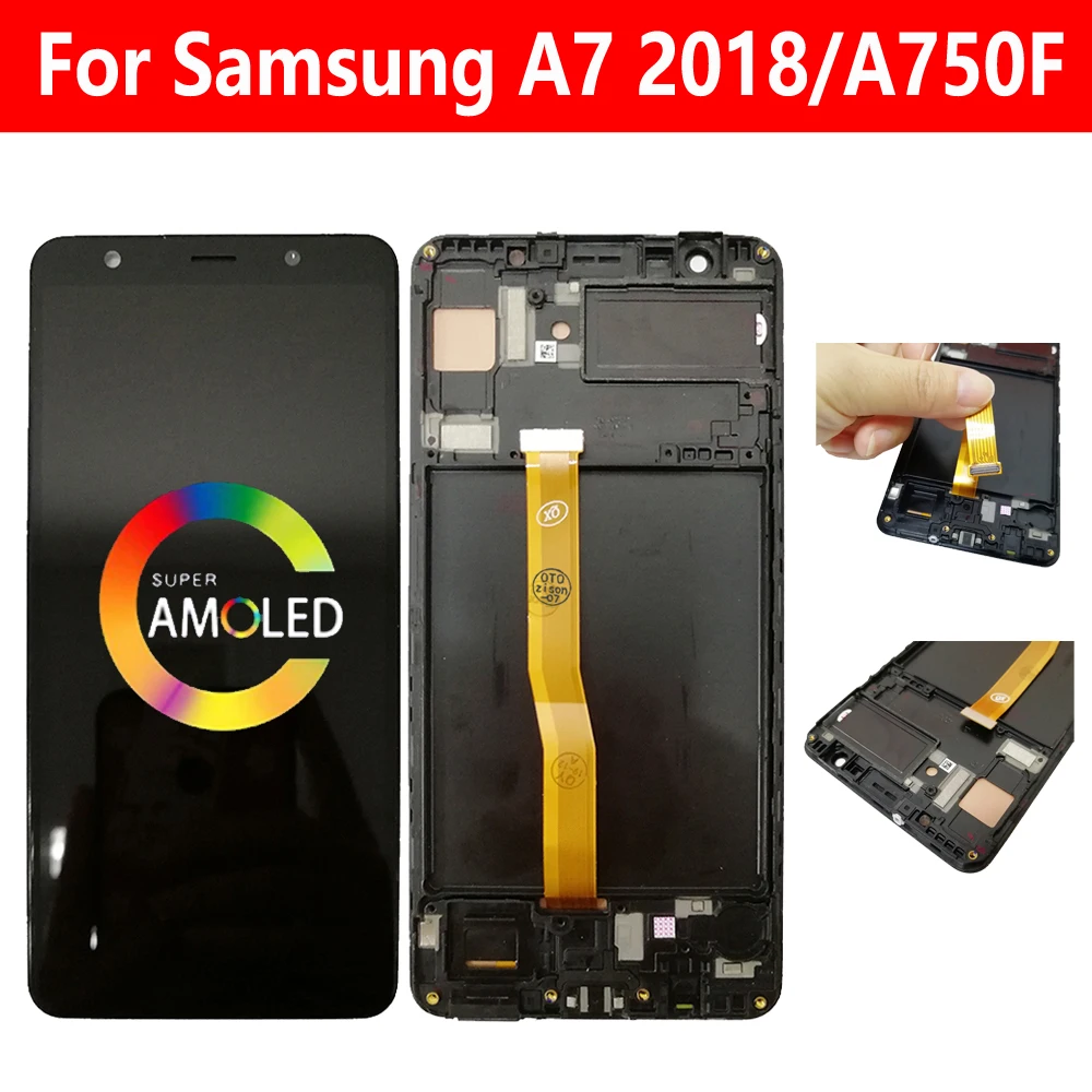 Super AMOLED A750 LCD для Samsung Galaxy A7 2018 LCD SM-A750F A750FN A750G дисплей с рамкой сенсорный экран дигитайзер в сборе Super AMOLED A750 LCD для Samsung Galaxy A7 2018 LCD SM-A750F A750FN A750G дисплей с рамкой сенсорный экран дигитайзер в сборе
