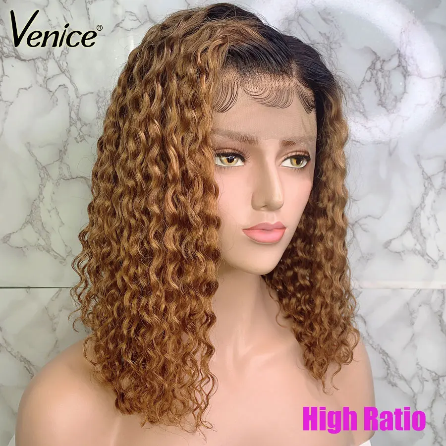 Венеция вьющиеся волосы Синтетические на кружеве человеческих волос парики с