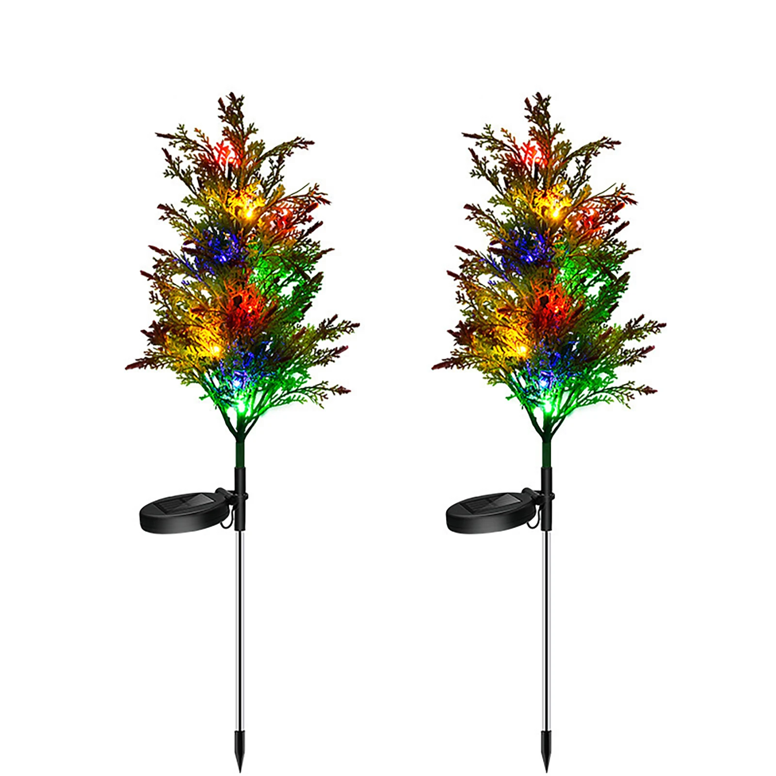 

2pcs Garden Solar Light IP65 Waterproof Multi Color LED Tree Solar Stake Light For Patio Backyard Flowerbed, Fence, Walkway