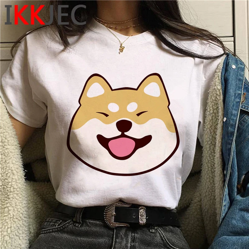 

Милый Shiba Inu Doge Футболка женская принтовые тройники, женские кепки, кепки в стиле эстетическое пара Повседневная футболка Графический футбо...