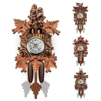 new vintage home decorative bird wall clock hanging wood cuckoo clock living room pendulum clock craft art clock for new house