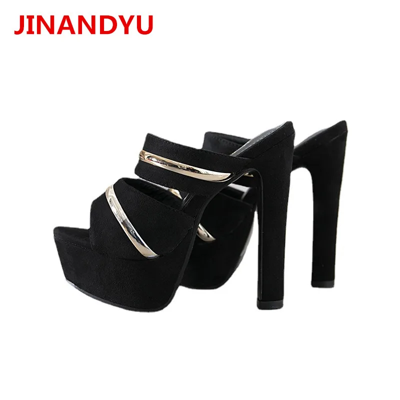 

High Heels Women Slippers Platform Summer Shoes Woman Peep Toes Stiletto Heels Woman Fashion Chunky Black Shoes Shoes Sandalias